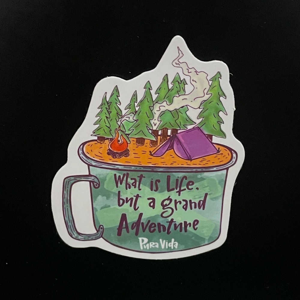 “What is Life, but a grand Adventure” Camping Cup Sticker
